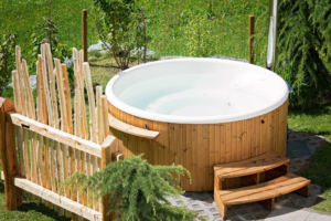 Whirlpool hot tub in a garden