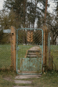 A rusted fence